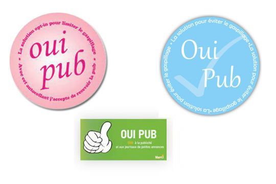Exemples de différents stickers pour le « Oui Pub »