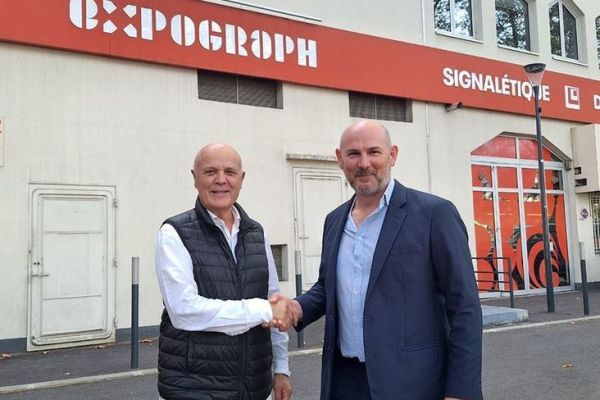 Christophe Roux , dirigeant d'Expograph, et Sébastien Trautmann, président d'Oxysign