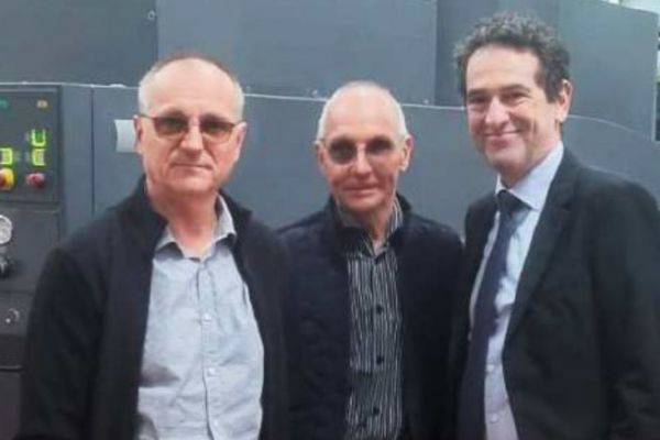 Jose et Denis Maciuk, dirigeants de Freppel Imprimeur, et Isidore Leiser, PDG de Stratus Packaging