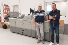 Mickaël Bizea, gérant de Brou Publicité, et Cedric Labarthe d'Heidelberg France.