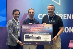 Jonathan Leyva, PDG de Konica Minolta Business Solutions France, Alexandre Couvreux, dirigeant de l'Imprimerie Basse Navarre et 