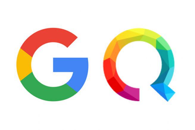 A gauche, le logo de Google lanc en septembre 2015, et  droite, celui de Qwant, prsent en avril 2015. 