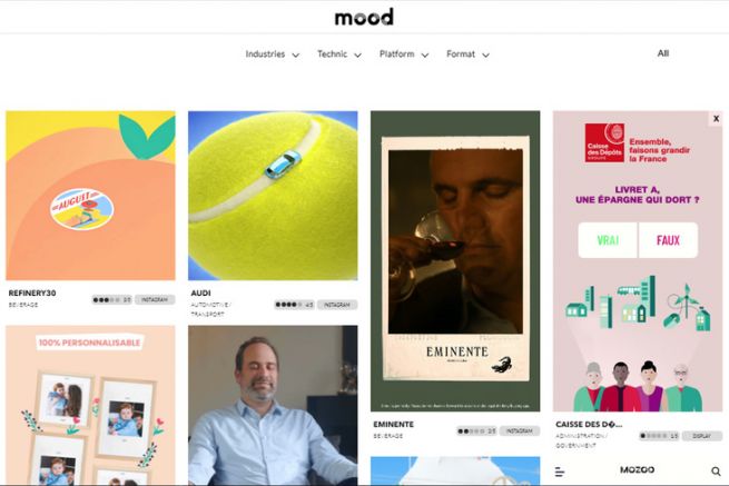 Screenshot de la plateforme Mood