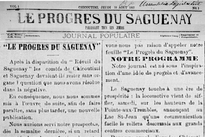 L'imprimerie imprimait Le Progrs du Saguenay depuis 1887